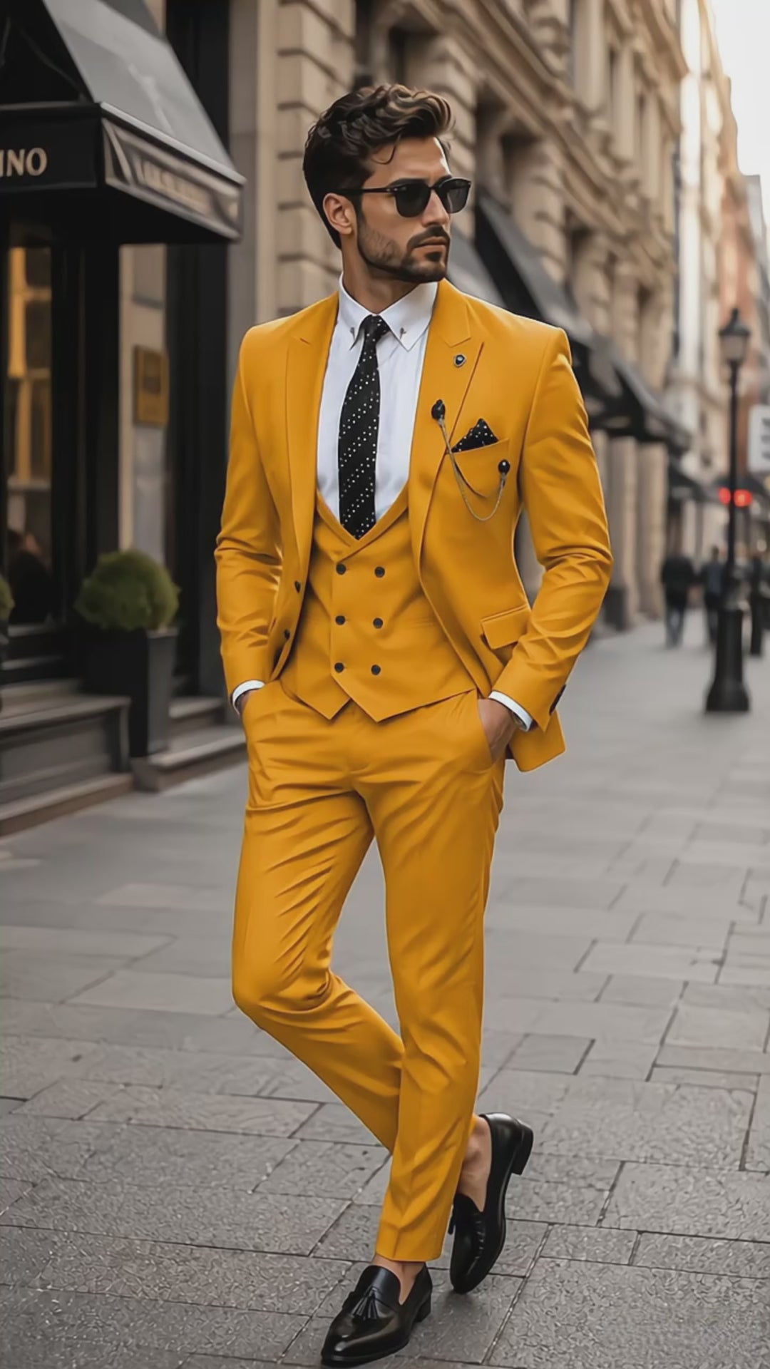 Menseventwear Fashion 3 Pieces Mens Suit Peak Lapel Tuxedos For Wedding (Blazer+vest+Pants)