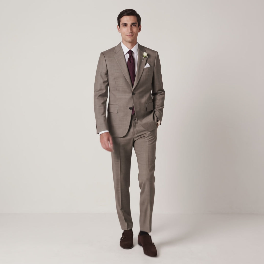 Menseventwear Formal 2 Pieces Mens Suit Flat Notch Lapel Suits For Wedding (Blazer+Pants)