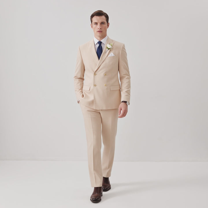 Menseventwear Formal 2 Pieces Mens Suit Flat Peak Lapel Suits For Wedding (Blazer+Pants)