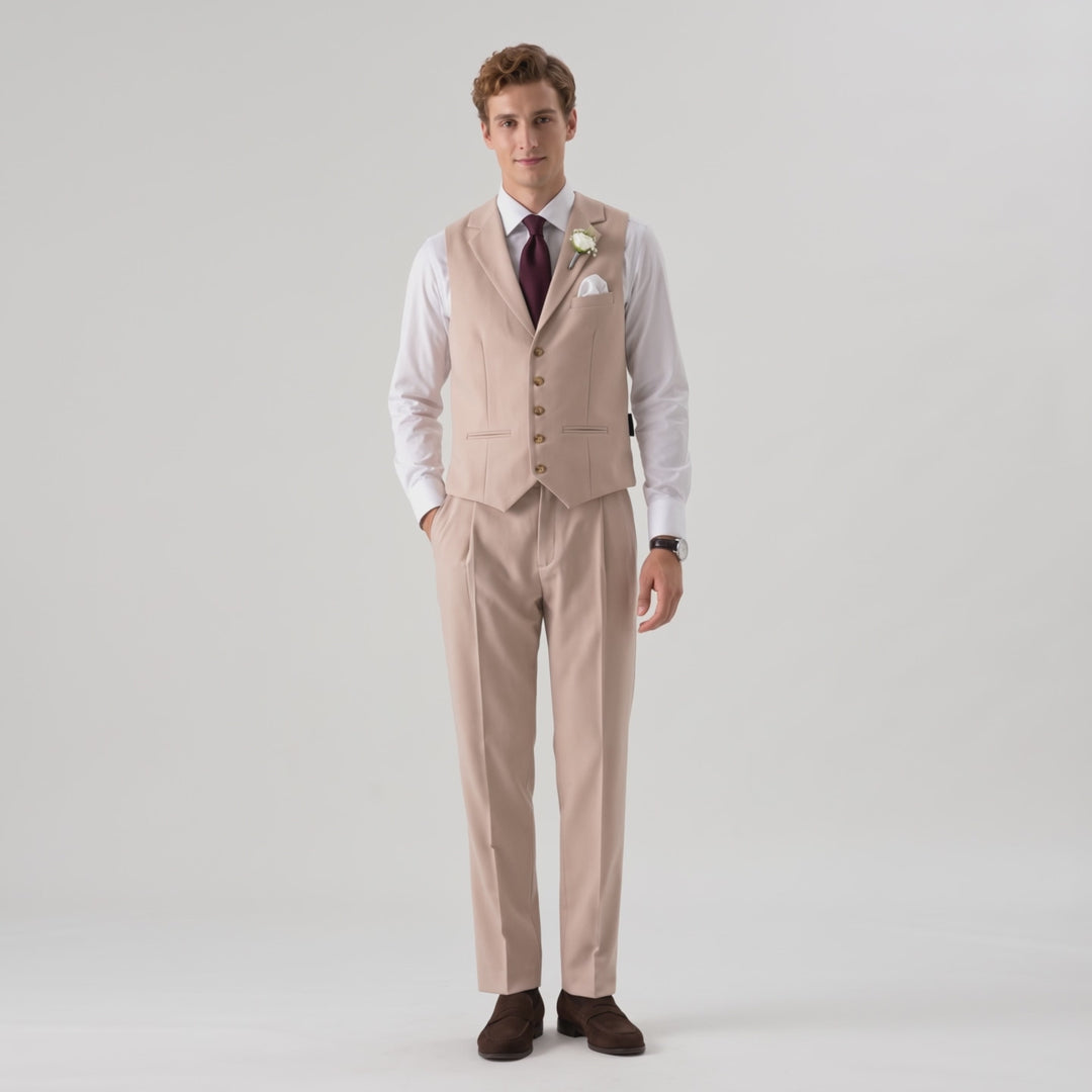 Menseventwear Fashion 2 Pieces Mens Suit Flat Notch Lapel Vest Suit For Wedding (Vest + Pants)