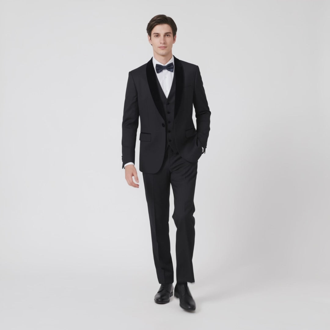 Menseventwear Fashion 3 Pieces Mens Suit Flat Shawl Lapel Tuxedos For Party (Blazer+vest+Pants)