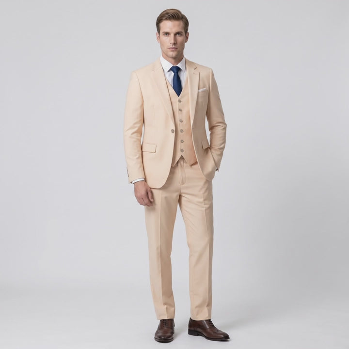 Menseventwear Fashion 3 Pieces Mens Suit Flat Notch Lapel Tuxedos (Blazer+vest+Pants)