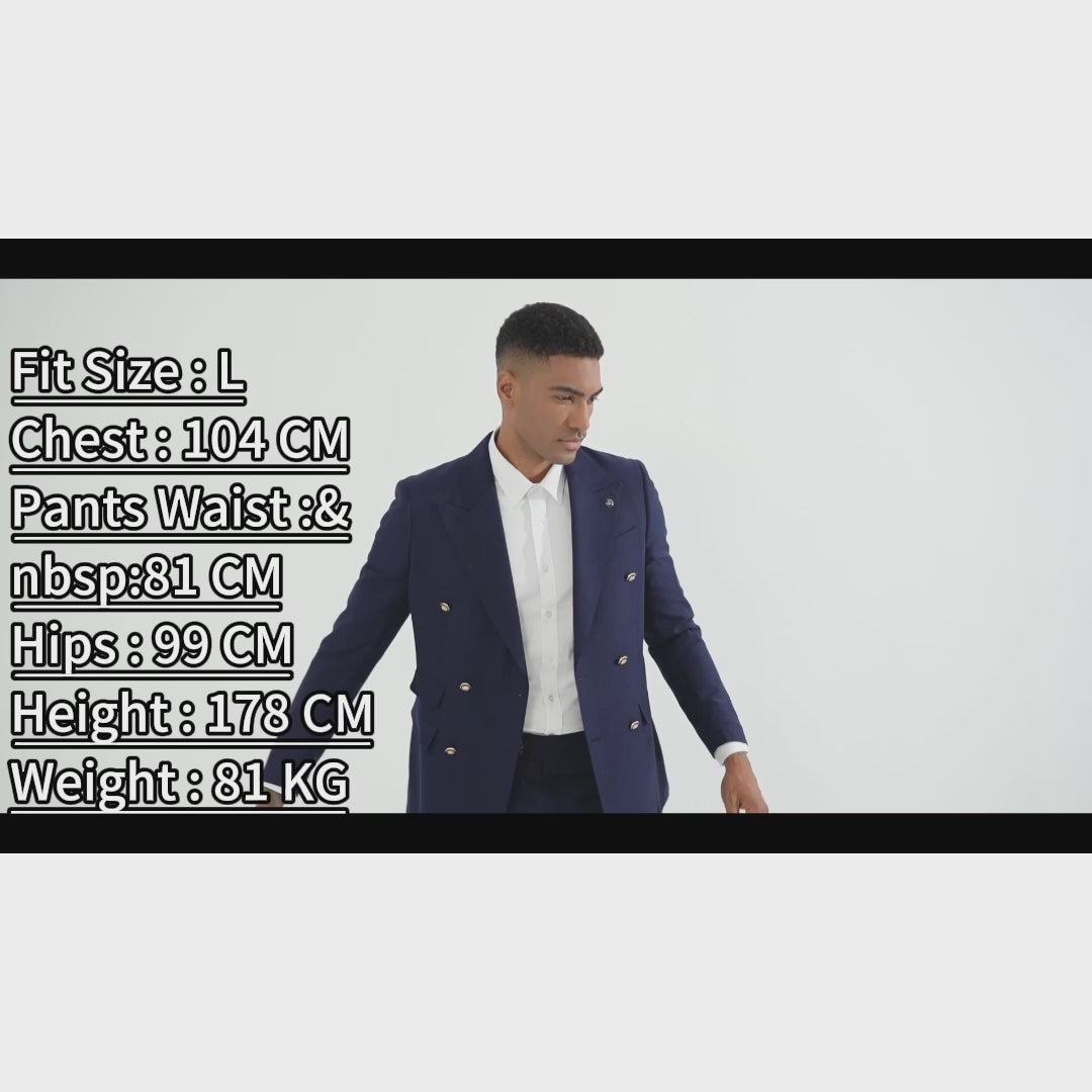 Menseventwear Formal 3 Pieces Mens Suit Slim Fit Flat Peak Lapel Tuxedos (Blazer+Pants)