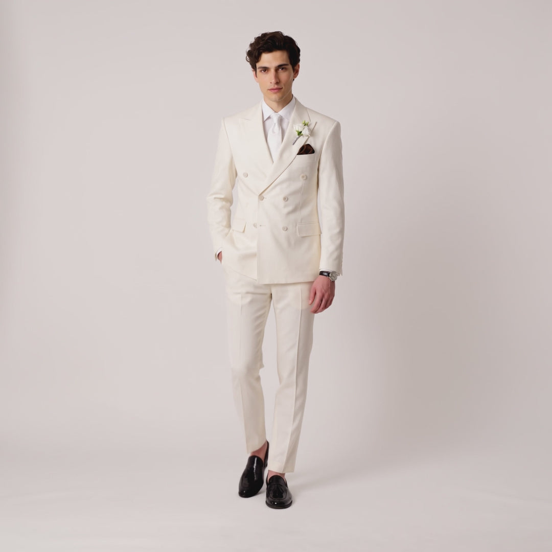 Menseventwear Formal 2 Pieces Mens Suit Flat Peak Lapel Suits For Wedding (Blazer+Pants)