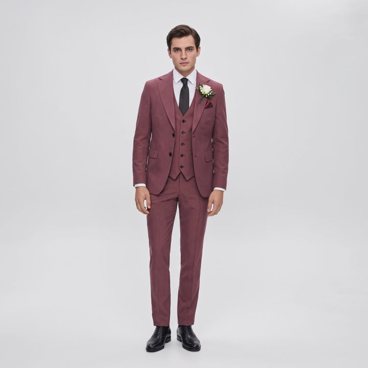 Menseventwear Fashion 3 Pieces Mens Suit Flat Notch Lapel Suits For Wedding (Blazer+vest+Pants)