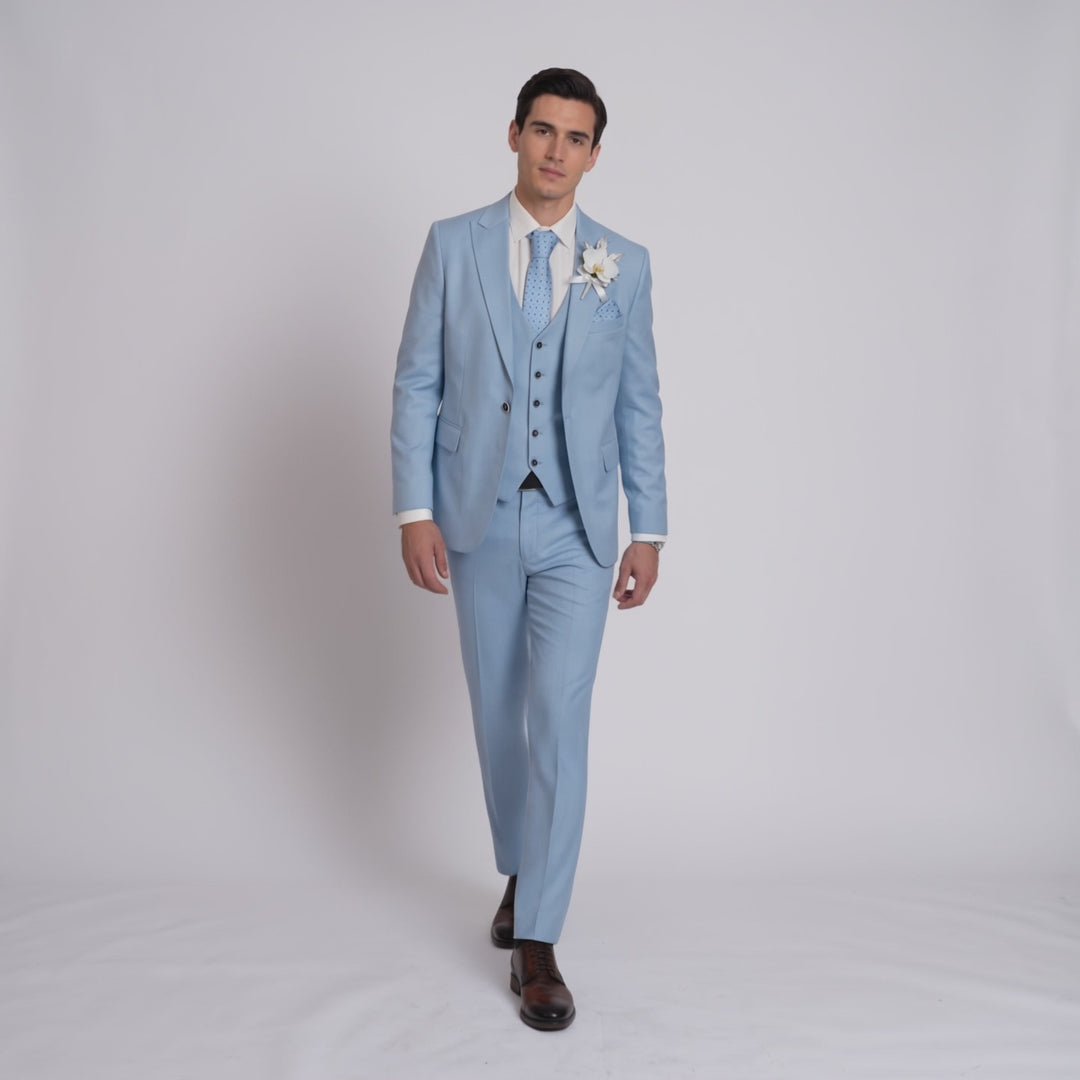 Menseventwear Fashion 3 Pieces Mens Suit Flat Peak Lapel Suits (Blazer+vest+Pants)
