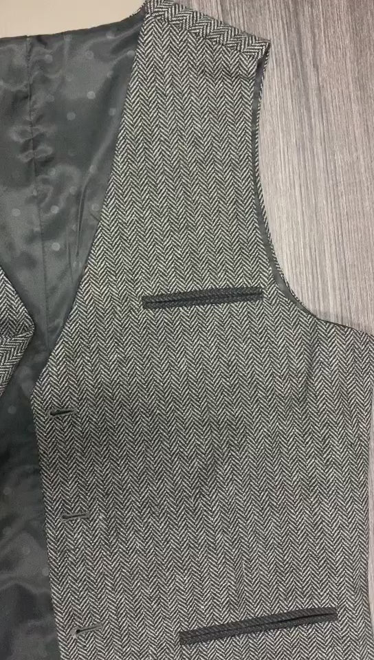 Casual Men's Retro Tweed Herringbone V Neck Waistcoat