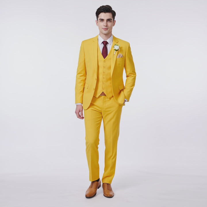Menseventwear Fashion 3 Pieces Mens Suit Flat Notch Lapel Suits For Wedding (Blazer+vest+Pants)