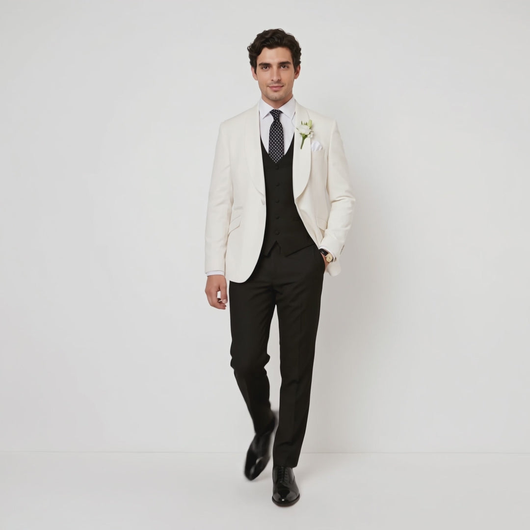 Menseventwear Fashion 3 Pieces Mens Suit Flat Shawl Lapel Suit (Blazer+vest+Pants)