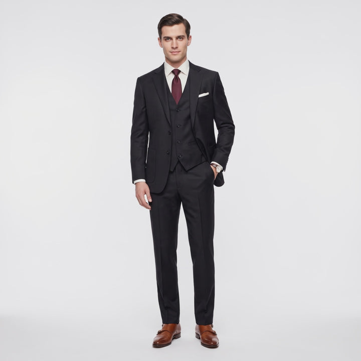 Menseventwear Fashion 3 Pieces Mens Suit Flat Notch Lapel Suits (Blazer+vest+Pants)