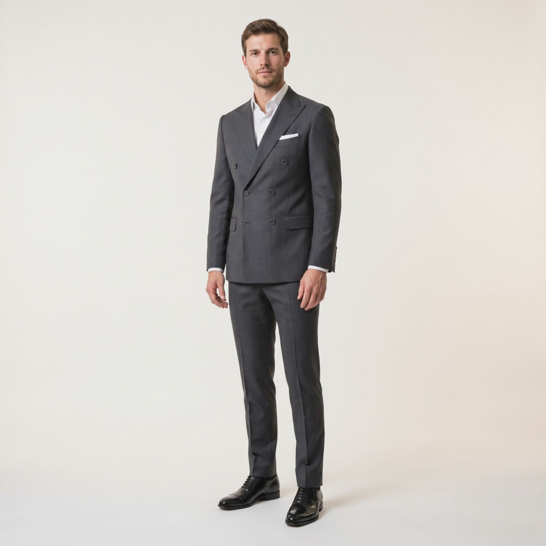 Menseventwear Formal 2 Pieces Men’s Suit Slim Fit Flat Peak Lapel Tuxedos (Blazer+Pants)
