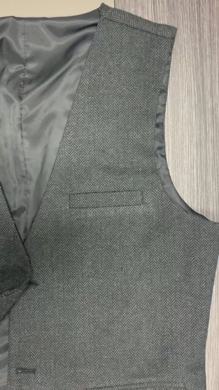 Casual Men's Slim Fit Herringbone V Neck Waistcoat