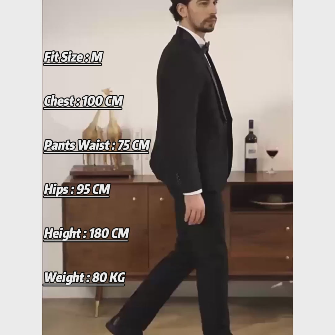 Menseventwear Formal 3 Pieces Mens Suit Flat Shawl Lapel Tuxedos (Blazer+vest+Pants)