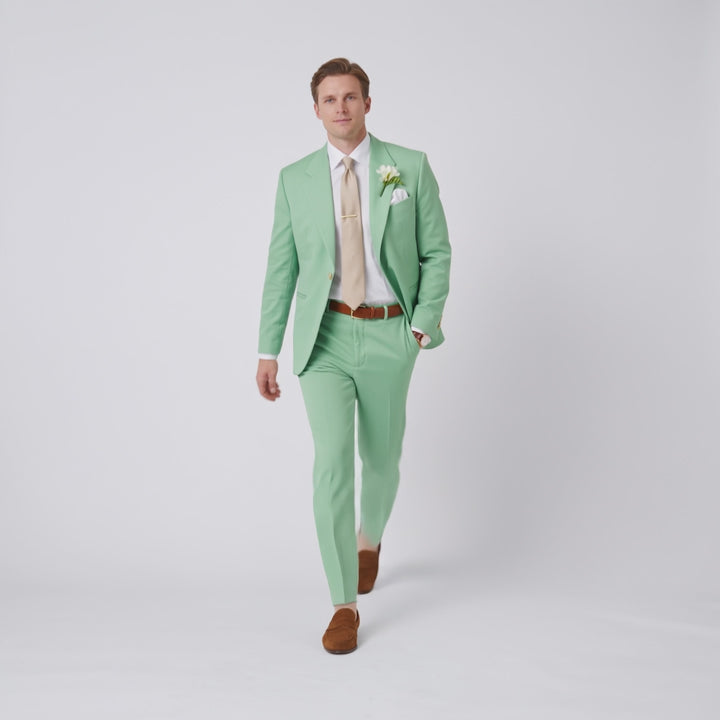 Menseventwear Formal 2 Pieces Mens Suit Flat Notch Lapel  Set (Blazer+Pants)
