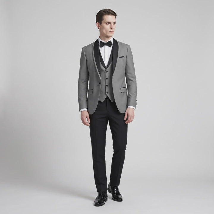Menseventwear Formal 3 Pieces Men‘s Suit Flat Shawl Lapel Tuxedos (Blazer+vest+Pants)