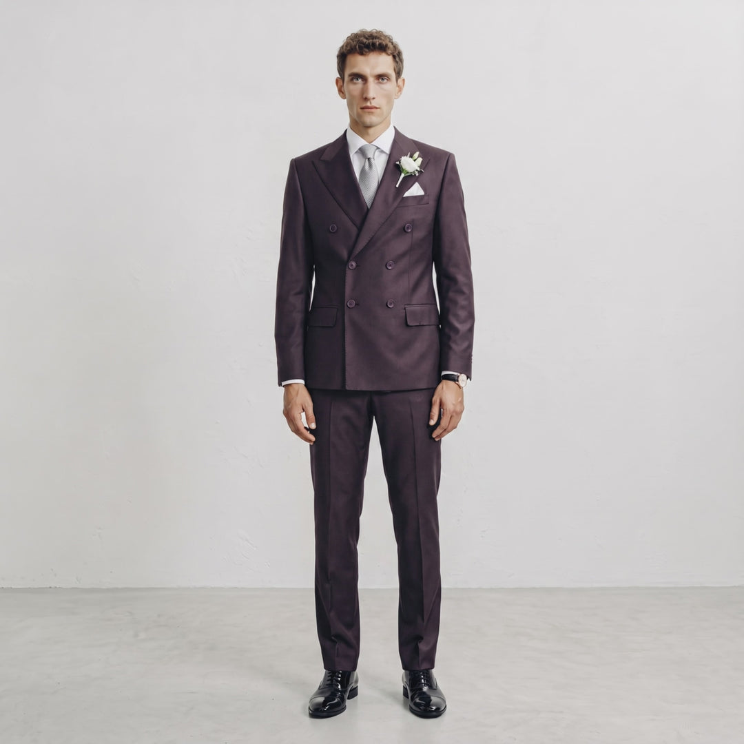 Menseventwear Formal 2 Pieces Mens Suit Flat Peak Lapel Suits For Wedding (Blazer+Pants)