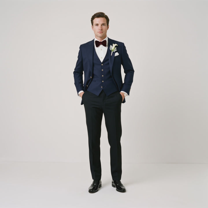 Menseventwear Casual 3 Pieces Mens Suit Flat Peak Lapel Suit (Blazer+vest+Pants)