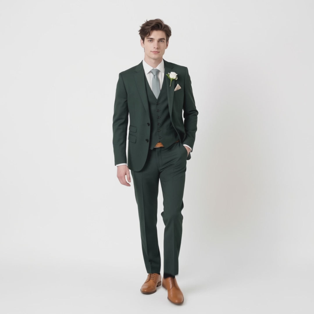 Menseventwear Fashion 3 Pieces Mens Suit Flat Notch Lapel Suits For Wedding (Blazer+vest+Pants)