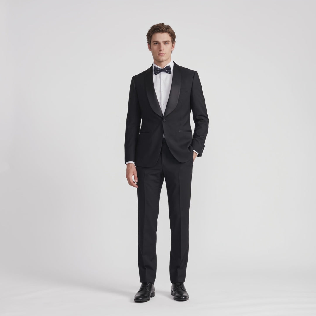 Menseventwear Fashion 2 Pieces Mens Suit Flat Shawl Lapel Tuxedos For Party (Blazer+Pants)