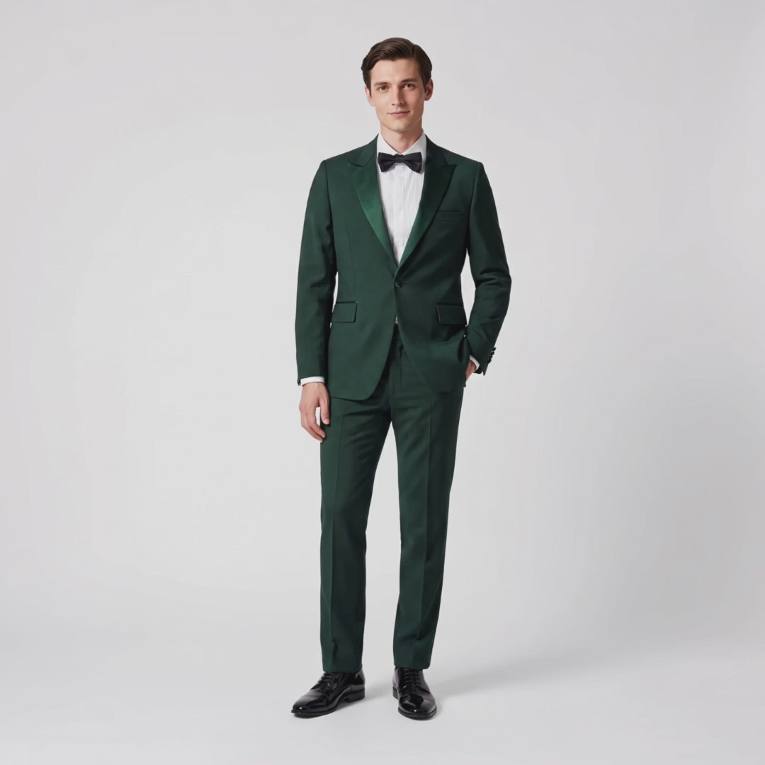 Menseventwear Formal 2 Pieces Mens Suit Flat Peak Lapel Tuxedos For Wedding (Blazer+Pants)