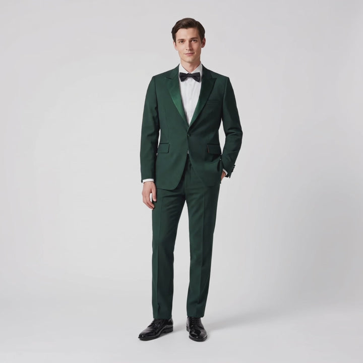 Menseventwear Formal 2 Pieces Mens Suit Flat Peak Lapel Tuxedos For Wedding (Blazer+Pants)