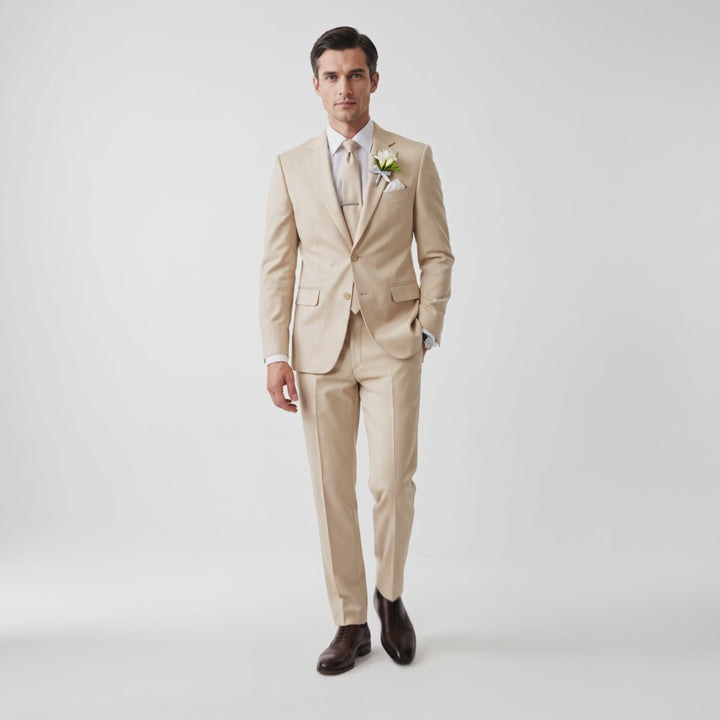 Menseventwear Formal 2 Pieces Mens Suit Flat Notch Lapel Set (Blazer+Pants)
