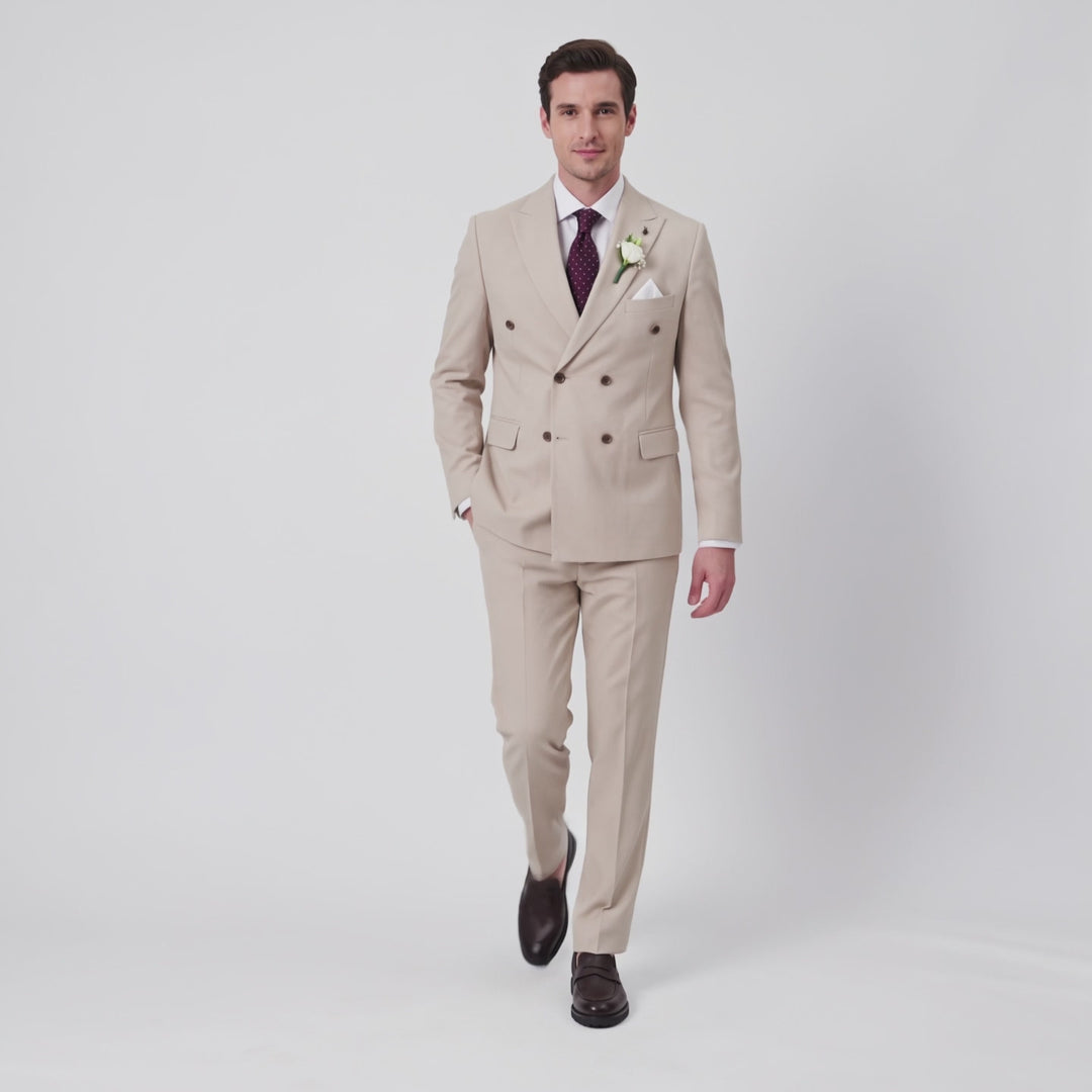 Menseventwear Formal 2 Pieces Mens Suit Flat Peak Lapel Suits For Wedding (Blazer+Pants)