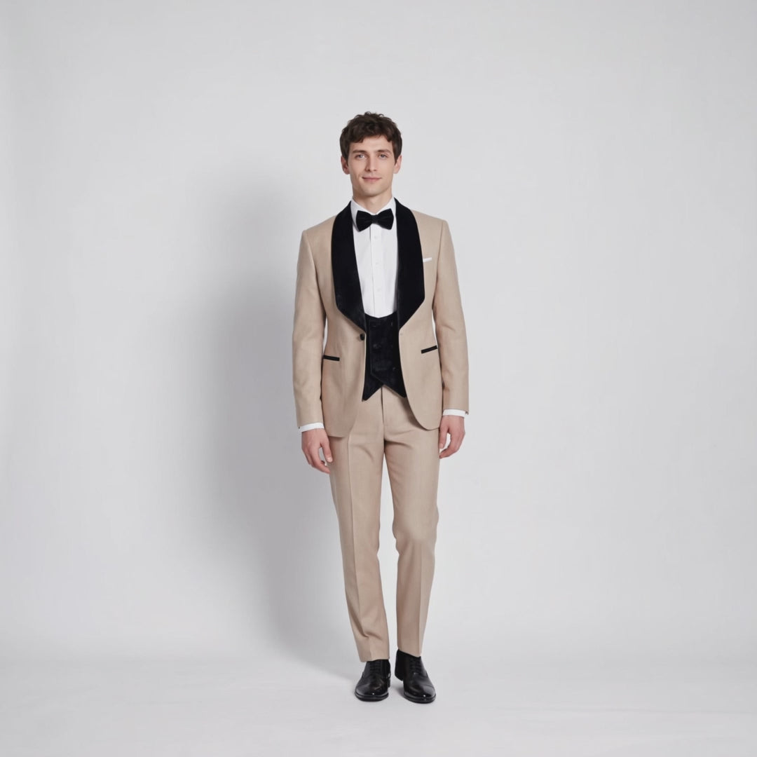 Menseventwear Formal 3 Pieces Men‘s Suit Flat Shawl Lapel Tuxedos (Blazer+vest+Pants)