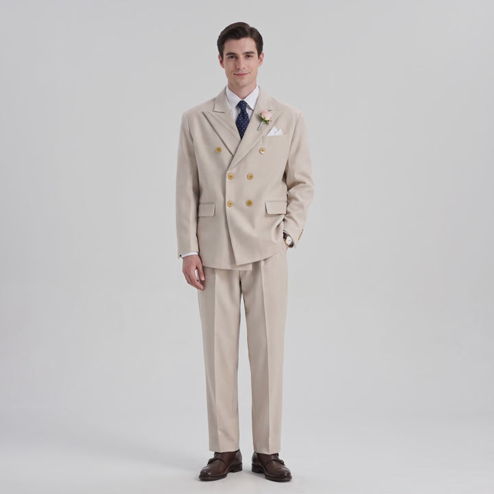 Menseventwear Formal 2 Pieces Mens Suit Flat Peak Lapel Suits For Wedding (Blazer+Pants)