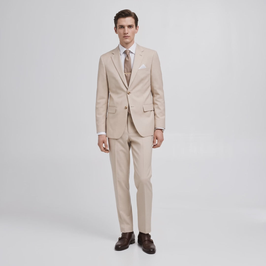 Menseventwear Formal 2 Pieces Mens Suit Flat Notch Lapel Set (Blazer+Pants)