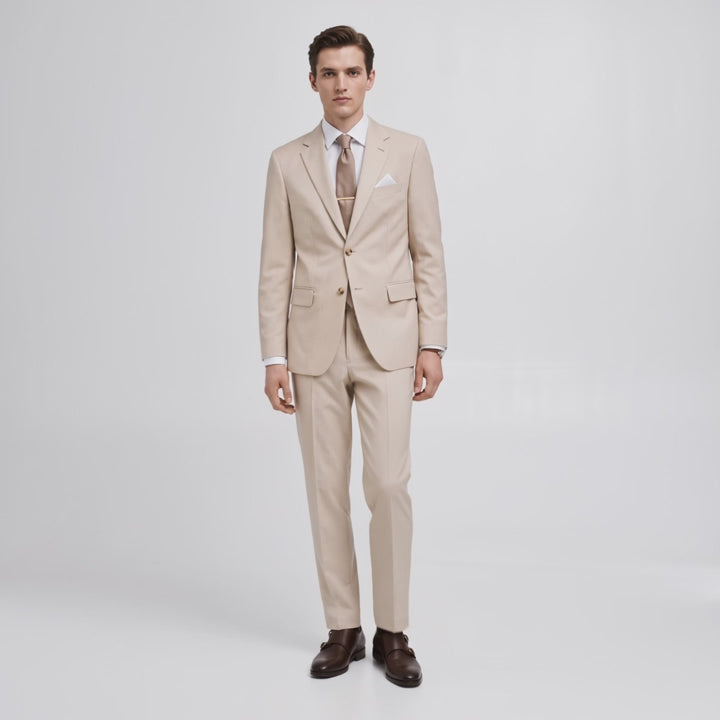 Menseventwear Formal 2 Pieces Mens Suit Flat Notch Lapel Set (Blazer+Pants)