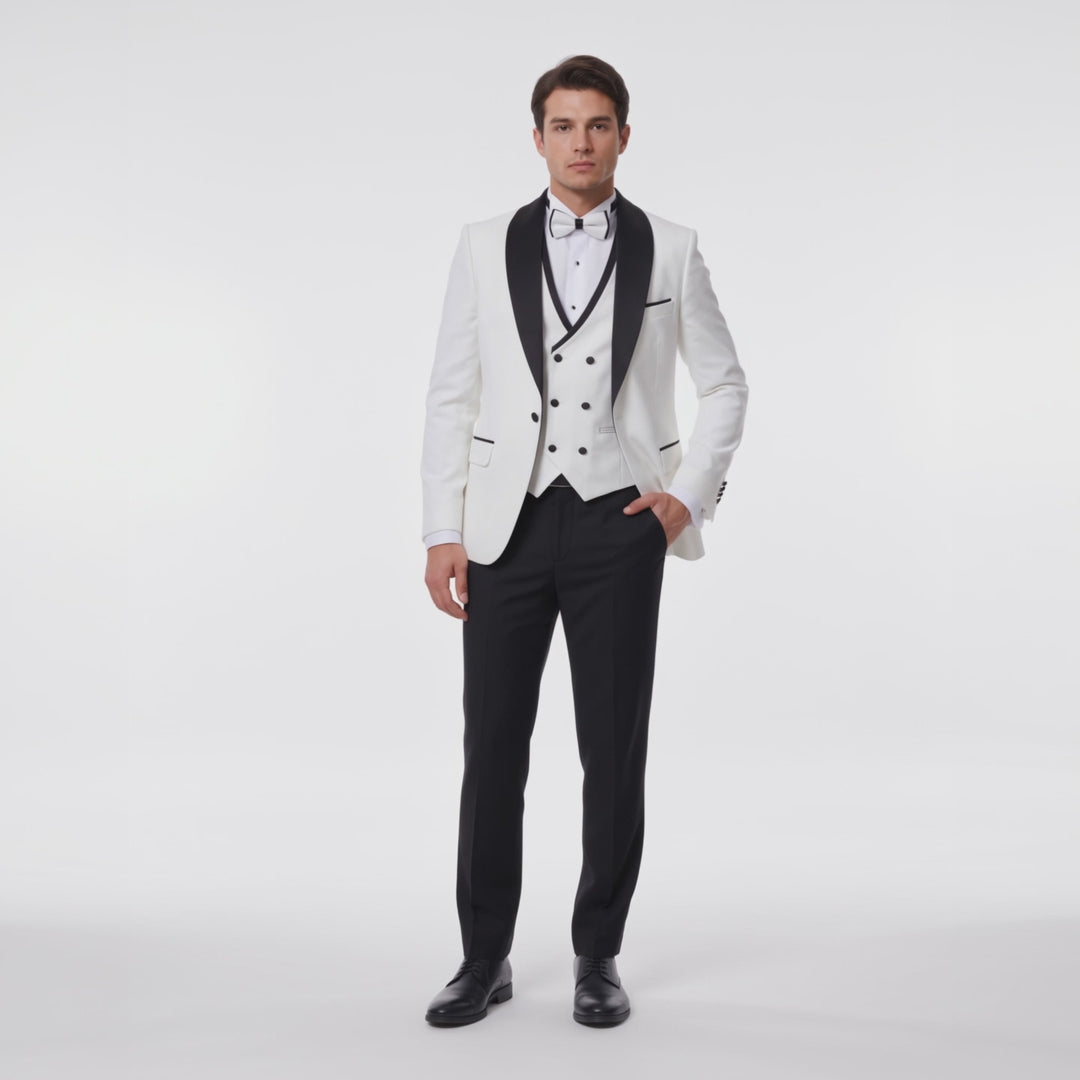 Menseventwear Formal 3 Pieces Mens Suit Flat Shawl Lapel Tuxedos For Party (Blazer+vest+Pants)