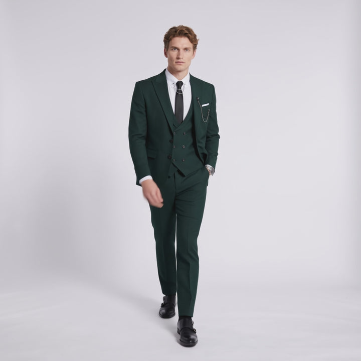 Menseventwear Formal Mens Suit 3 Pieces Peak Lapel Blazer For Wedding (Blazer+vest+Pants)
