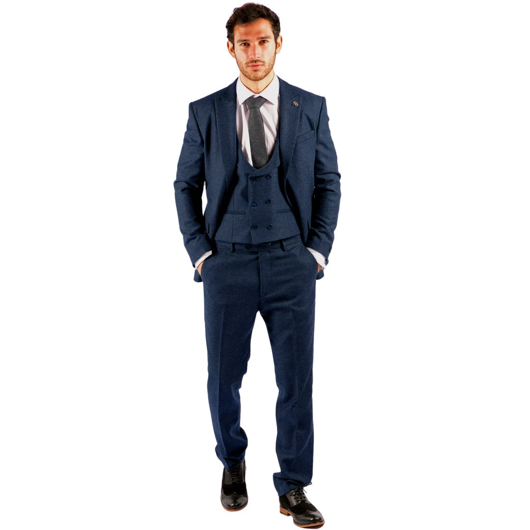 Vintage Classical 3 Piece Mens Suit Herringbone Notch Lapel Blazer (Blazer Vest+Pants) mens event wear