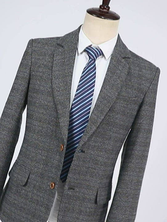 Herrenanzug business 2 Stück formelle schwarze Plaid -Notch -Revers -Smoking (Blazer+Hosen)