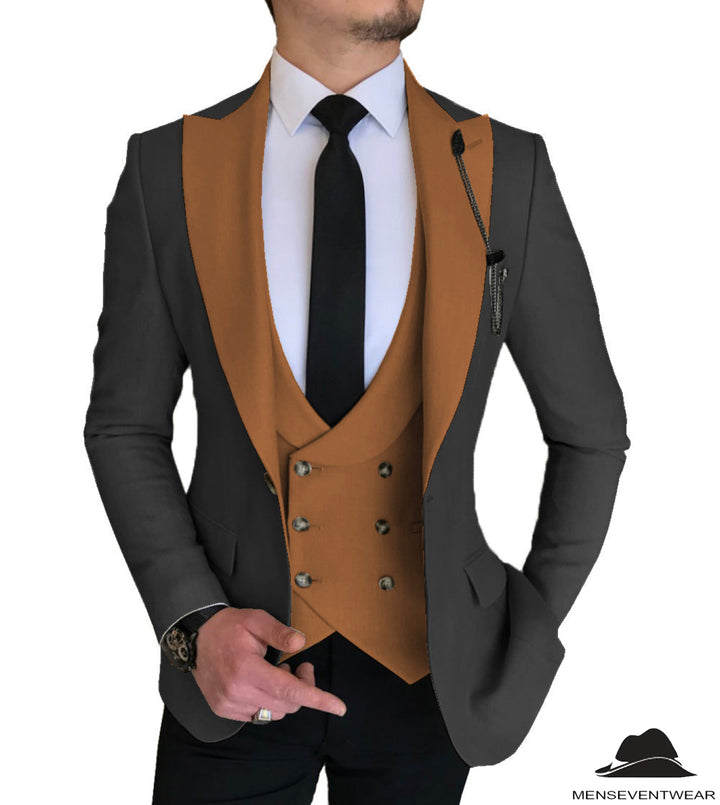 3 Piece Men's Suit Slim Fit Solid Peak Lapel Suit (Blazer + Vest + Pants) Adam Reed