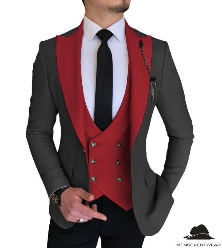 3 Piece Men's Suit Slim Fit Solid Peak Lapel Suit (Blazer + Vest + Pants) Adam Reed