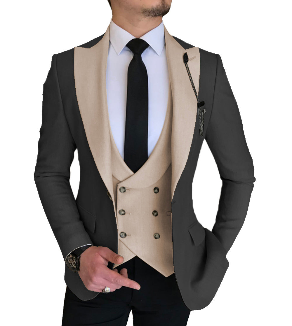 3 Piece Men's Suit Slim Fit Solid Peak Lapel Suit (Blazer + Vest + Pants) Adam Reed