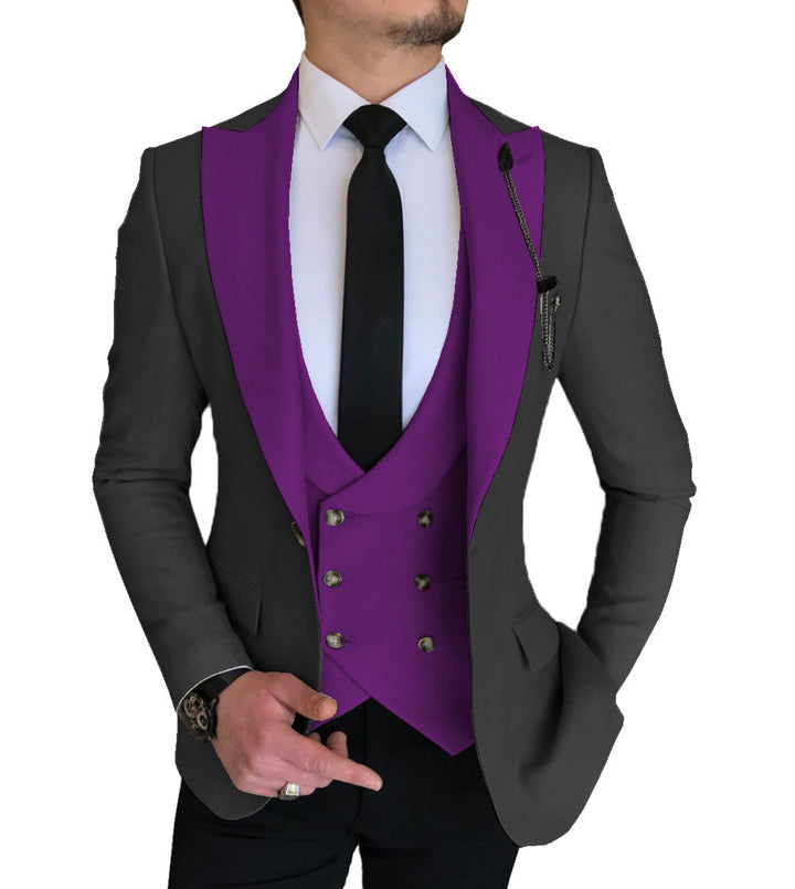 3 Piece Men's Suit Slim Fit Solid Peak Lapel Suit (Blazer + Vest + Pants) Adam Reed