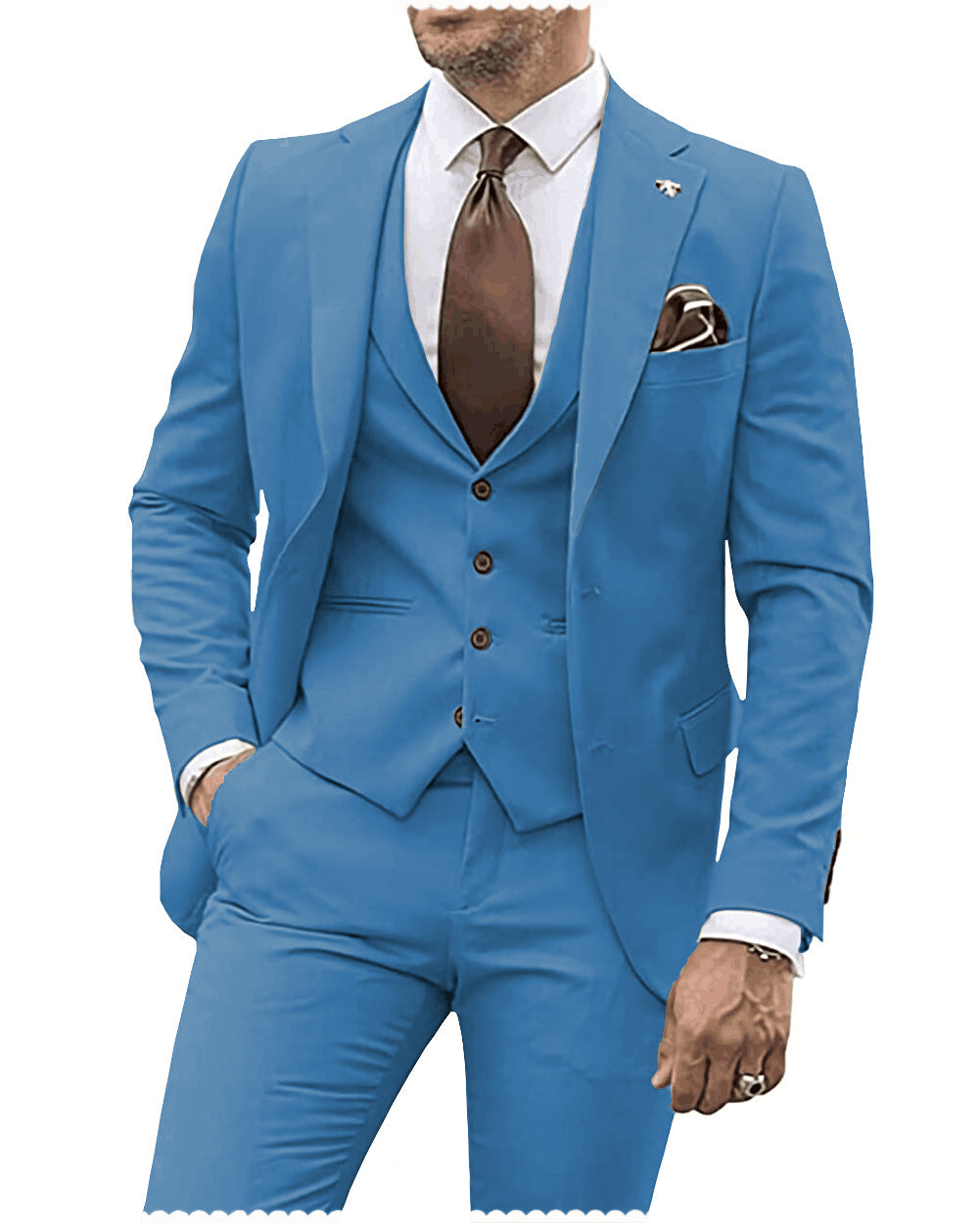 3 Pieces Mens Suit Solid Regular Fit Notch Lapel Tuxedo (Blazer + Vest + Pants) mens event wear
