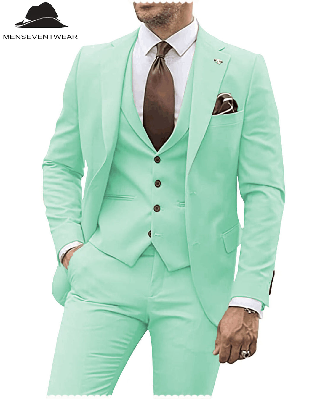 3 Pieces Mens Suit Solid Regular Fit Notch Lapel Tuxedo (Blazer + Vest + Pants) mens event wear