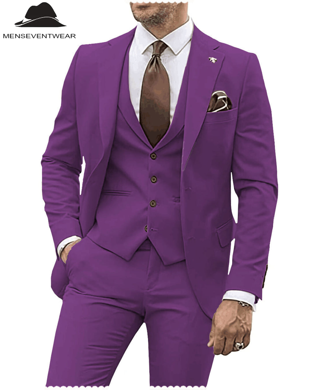 3 Pieces Mens Suit Solid Regular Fit Notch Lapel Tuxedo (Blazer + Vest + Pants) mens event wear