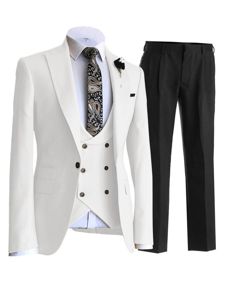 3 Pieces Mens Suit Solid Slim Fit Peak Lapel Tuxedos For Wedding (Blazer+vest+Pants) mens event wear