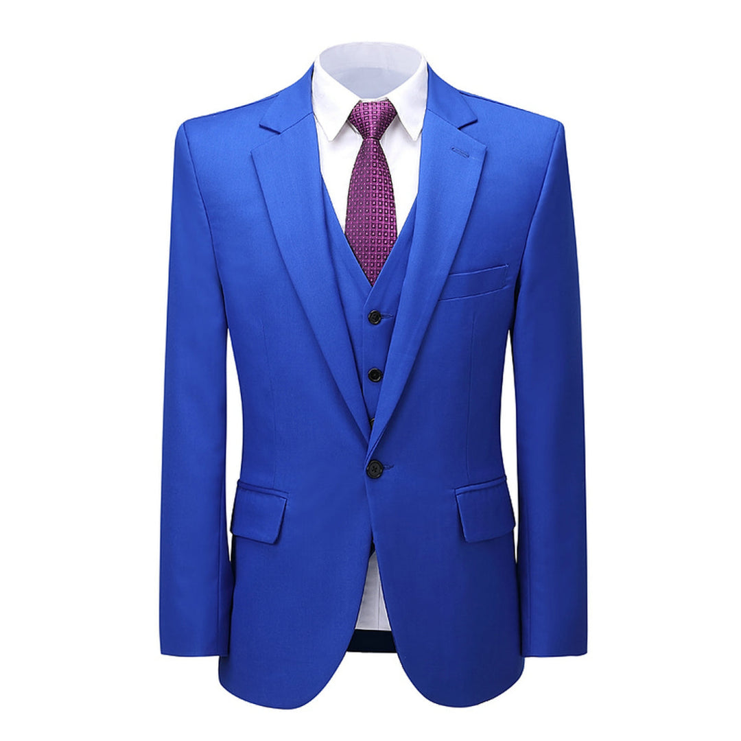 Business 3 Piece Men's Suit Flat Notch Lapel Wedding Tuxedos (Blazer + Vest + Pants) mens event wear