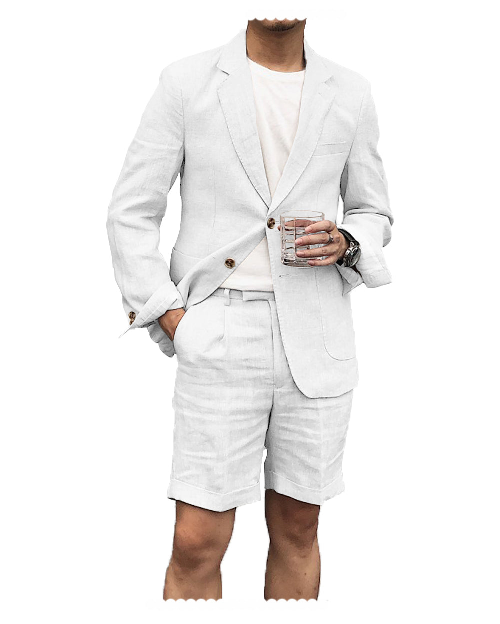 i morgen for eksempel ekstra Casual 2 Piece Men's Suit Flat Linen Notch Lapel Tuxedos (Blazer+Short –  mens event wear