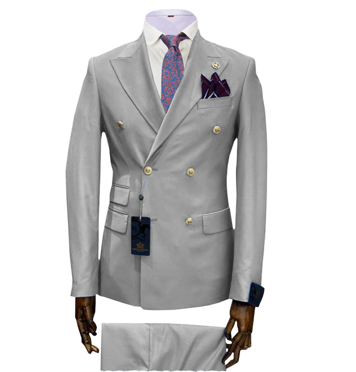 Casual Men's 2 Pieces Solid Slim Fit Peak Lapel Mens Suit (Blazer+Pants) mens event wear