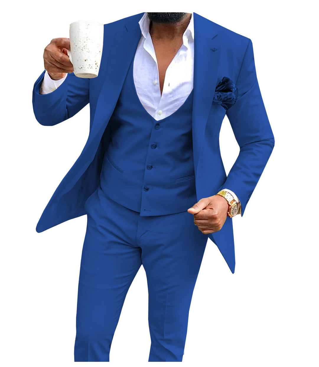 Casual Men's 3 Pieces Mens Suit Flat Notch Lapel Tuxedos (Blazer+vest+Pants) mens event wear