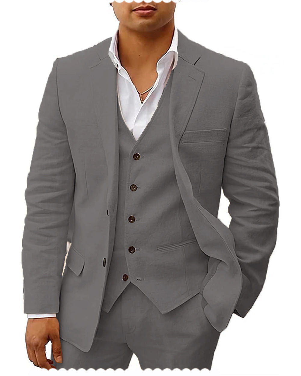 Casual Men's 3 Pieces Mens Suit Notch Lapel  Tuxedos For Wedding (Blazer+vest+Pants) mens event wear