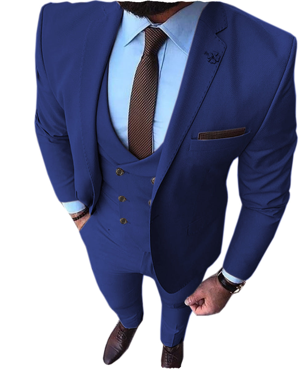 Casual Men's 3 Pieces Mens Suit Regular Fit Notch Lapel Tuxedos (Blazer+vest+Pants) mens event wear