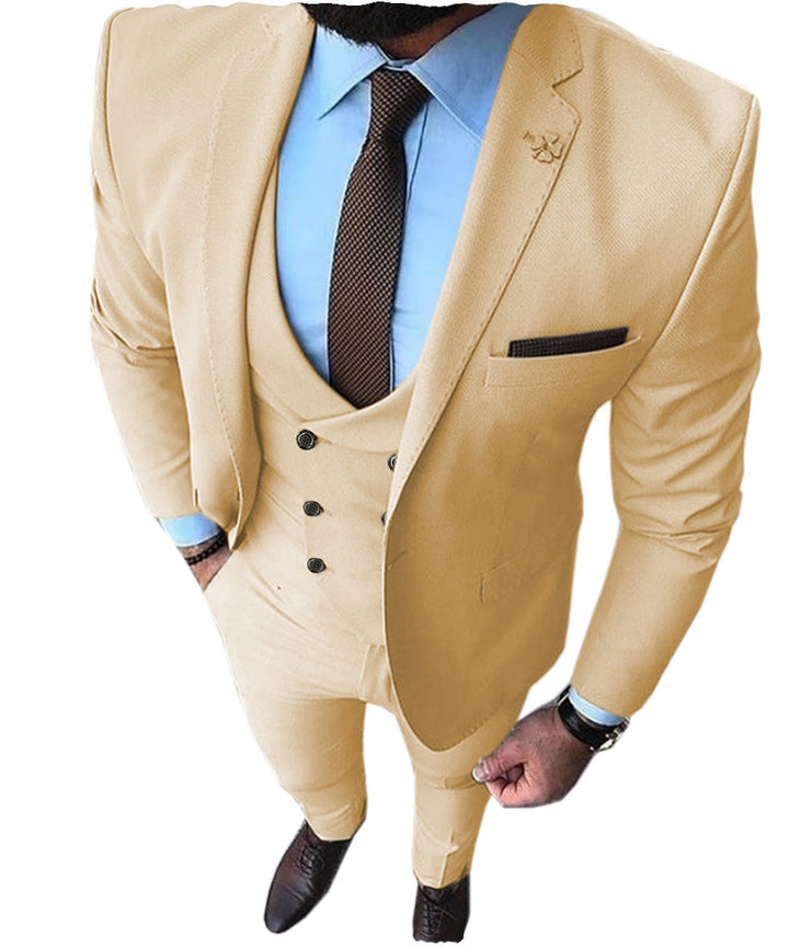 Casual Men's 3 Pieces Mens Suit Regular Fit Notch Lapel Tuxedos (Blazer+vest+Pants) mens event wear